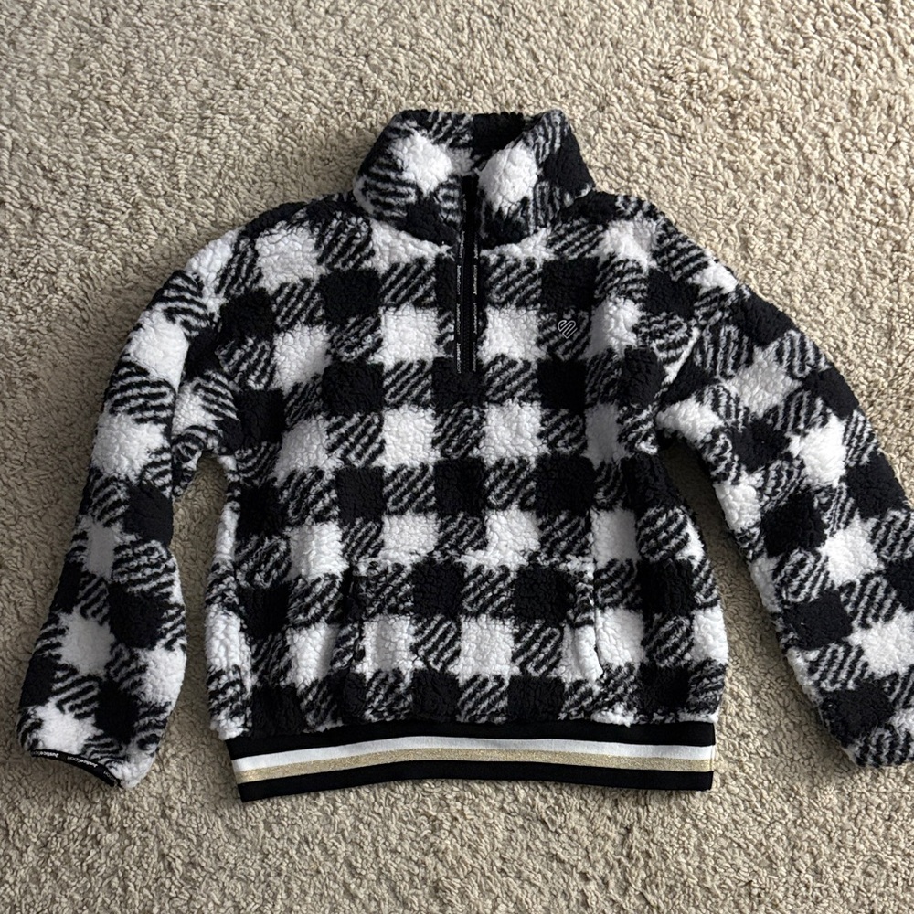 Justice Black and White Checkered Kids Hoodie
